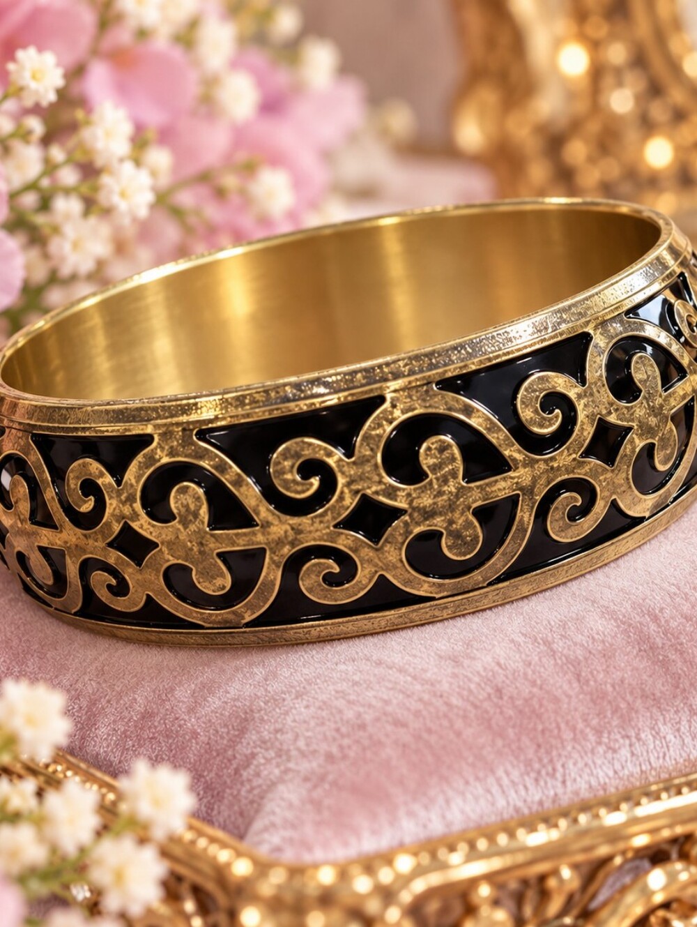 Plunder Gold and Black Filigree Bangle